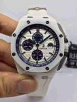 Swiss Audemars Piguet Royal Oak Offshore Carbon Fiber White Ceramic Rubber Band Watch